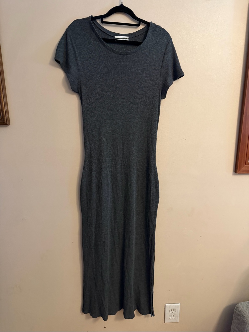 Anthropologie Charcoal Short-Sleeve Maxi Dress